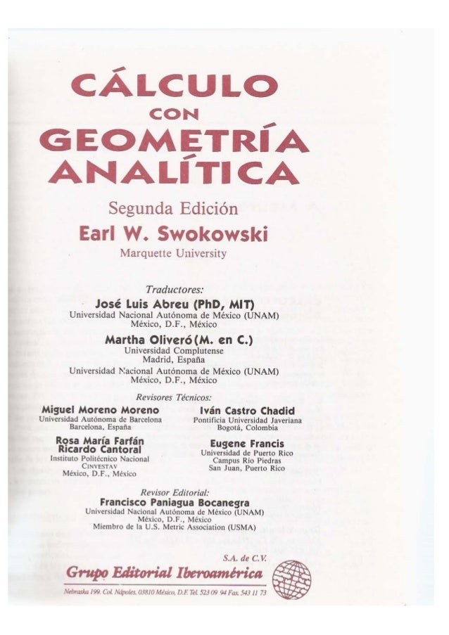 calculo con geometria analitica swokowski 2da edicion